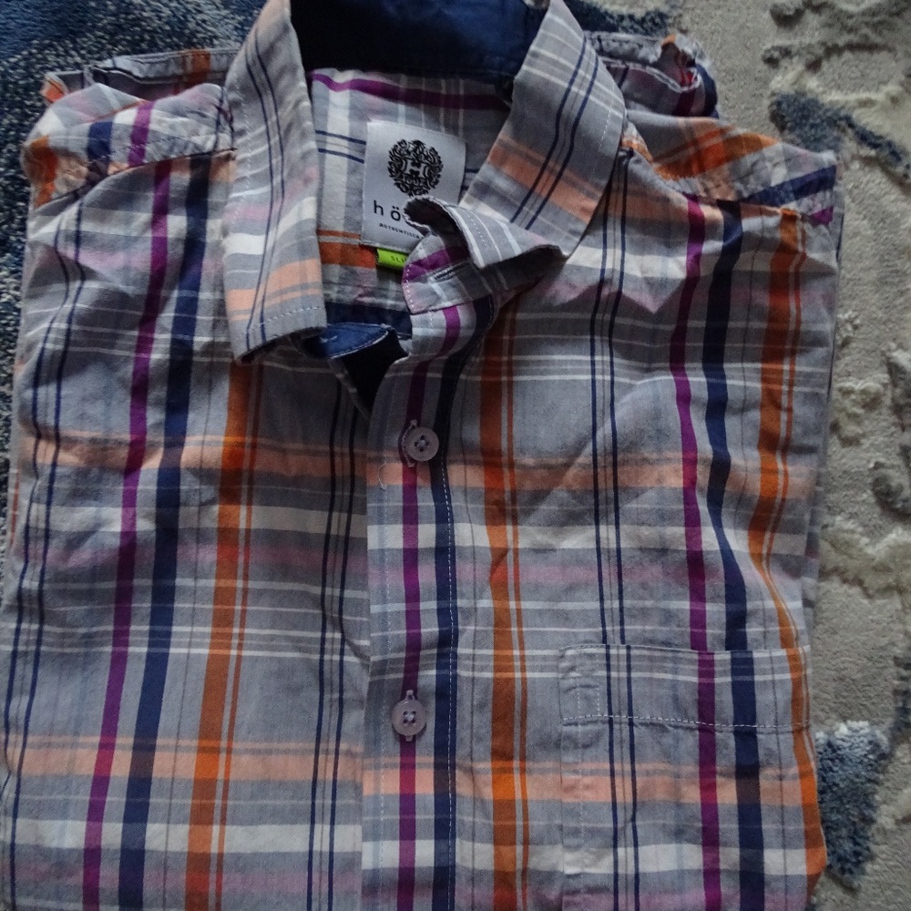 HORST MENS SLIM FIT MEDIUM SHORT SLEEVED BUTTON DOWN SHIRT